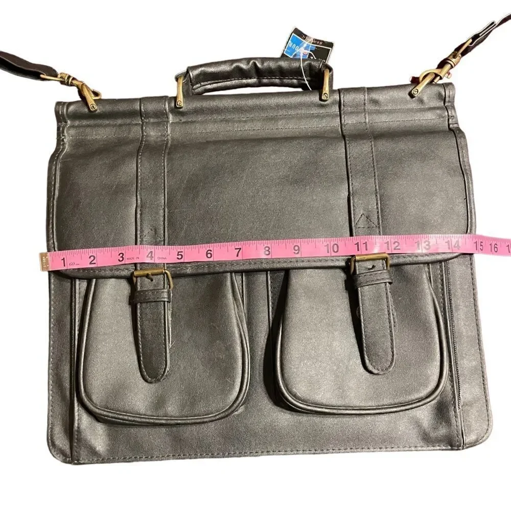 Leather look black laptop briefcase messenger  bag -NWT